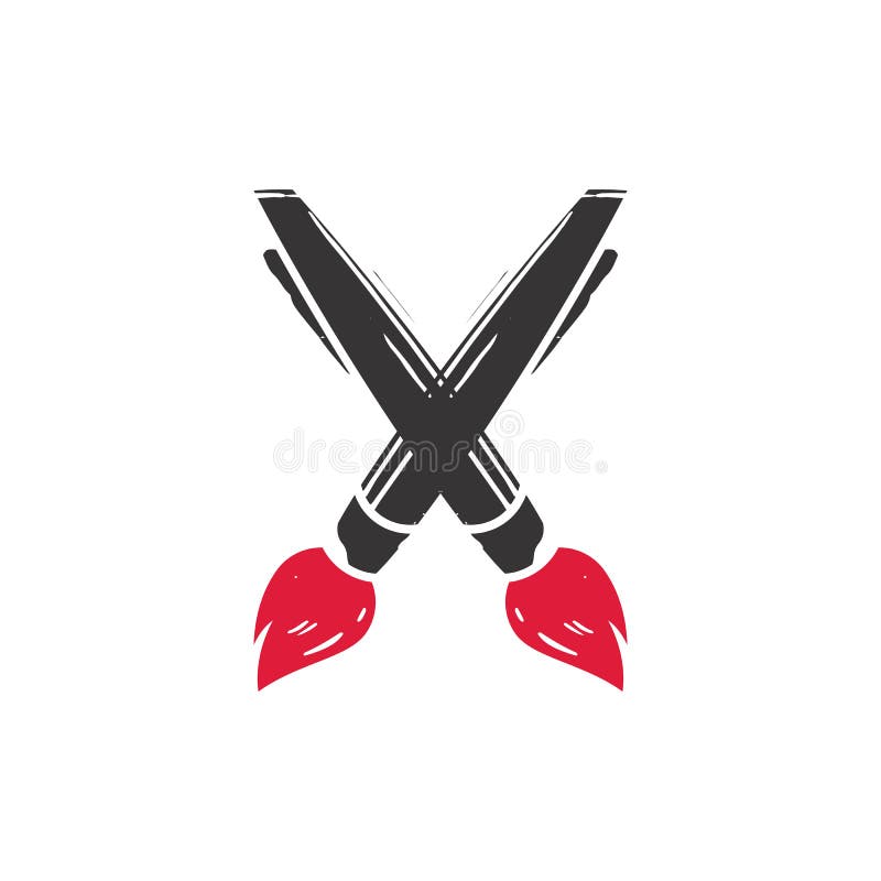 Paintbrush cross logo stock vector. Illustration of vector 241480915