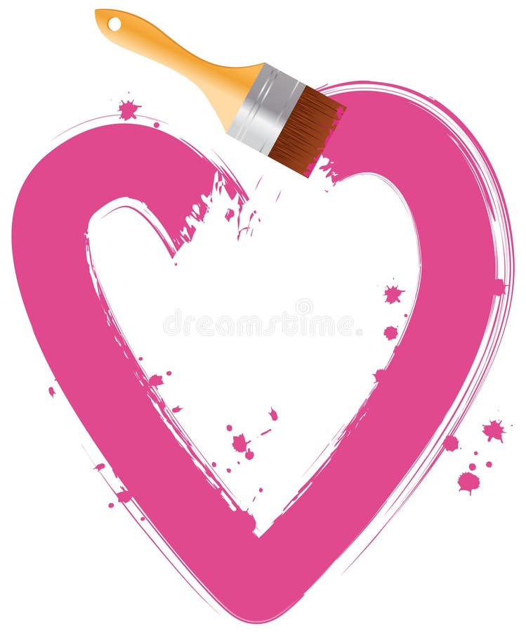 Paintbrush Drawing Pink Heart Stock Vector Illustration of drop