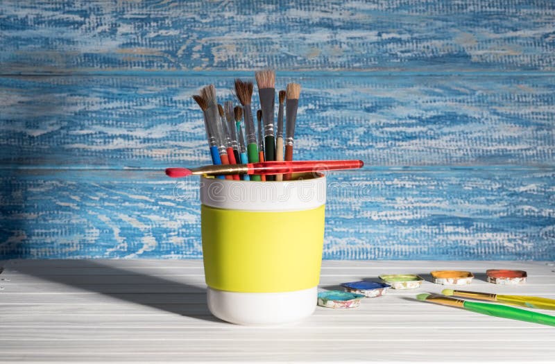 Paint brush in the mug stock image. Image of creative 116098699