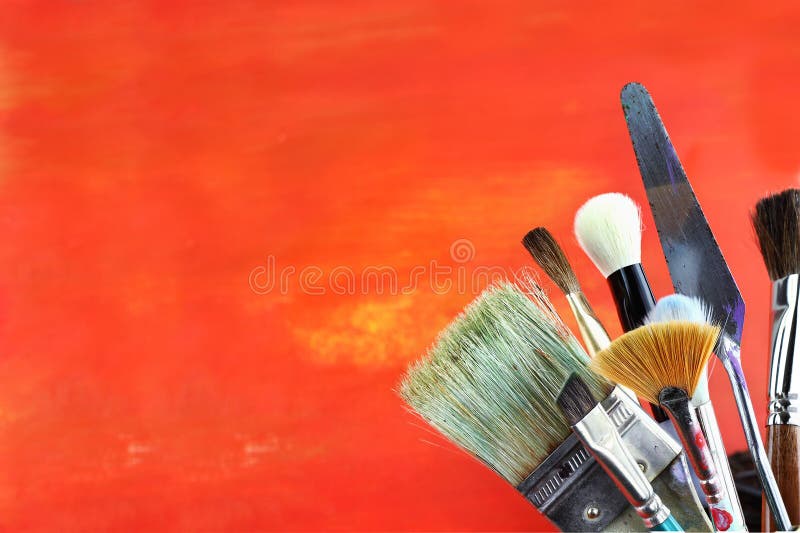 Brush Painting Wall with Red Paint Stock Image Image of wire, brush 14096273
