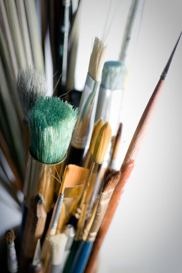 Paint Brushes With Black Background Stock Photo Image of craft, paint