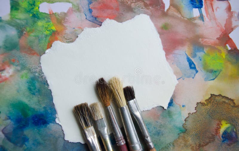 Paintbrushes на абстрактной красочной предпосылке акварели с местом для текста Пробел для цитаты мотировать, примечания, сообщени стоковые фотографии rf Paintbrushes на абстрактной красочной предпосылке акварели с местом для текста Пробел для цитаты мотировать, примечания, сообщени стоковые фотографии rf