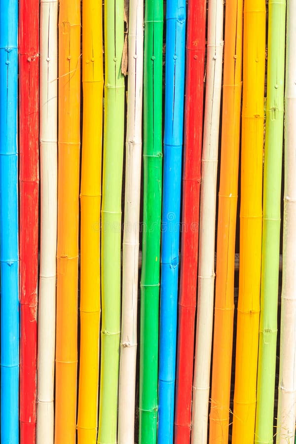 Painted Bamboo Fence Beautiful. Stock Image Image of colorful, branch