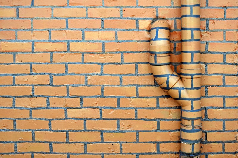 Painted Brick Wall and Pipe. Stock Photo Image of drain, accent 86340632
