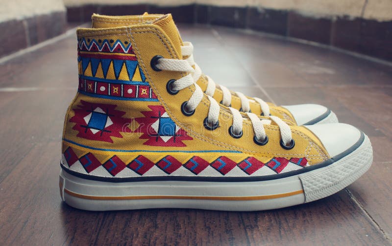 Painted Canvas Shoes royalty free stock photography