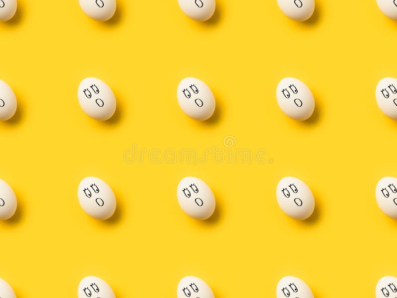 Collection of Painted Chicken Eggs with Shocked Emoji Stock