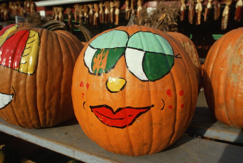 Painted face on pumpkin stock photo. Image of color, culture - 23150476