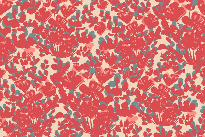 Abstract flower gush garden wall seamless vector pattern.