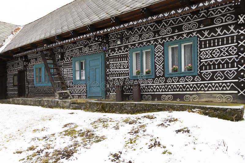 Painted folk house, UNESCO village Cicmany in Slovakia