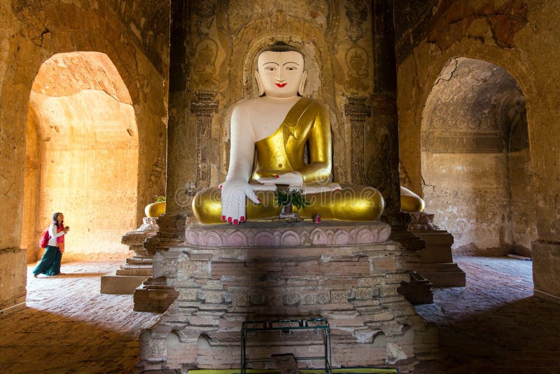 Painted and golden Buddha in Myanmar