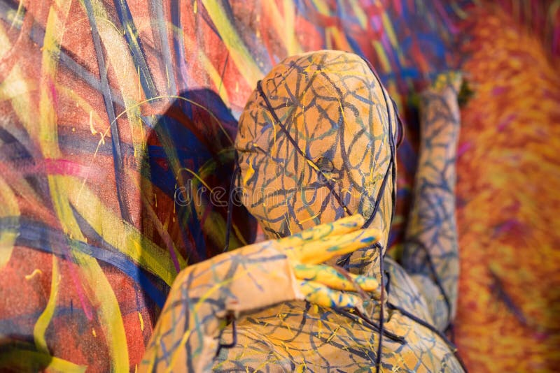 Painted human figure on abstract background royalty free stock photos