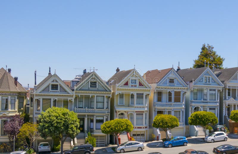 San Francisco Victorian Houses in Pacific Heights California Stock ...