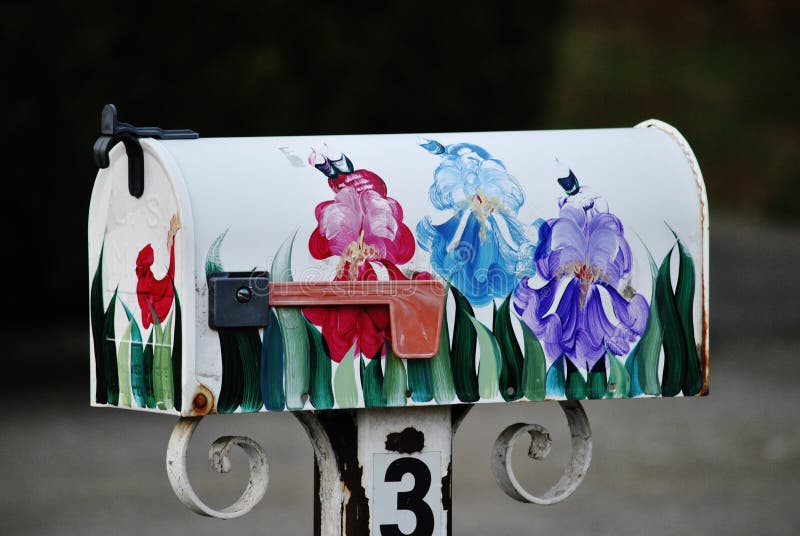 Painted Mailbox stock photo. Image of crafty, iris, mailbox 41091668