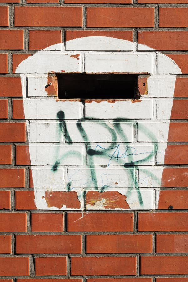 Painted Mailbox at a Red Brick Wall Stock Photo Image of stucco