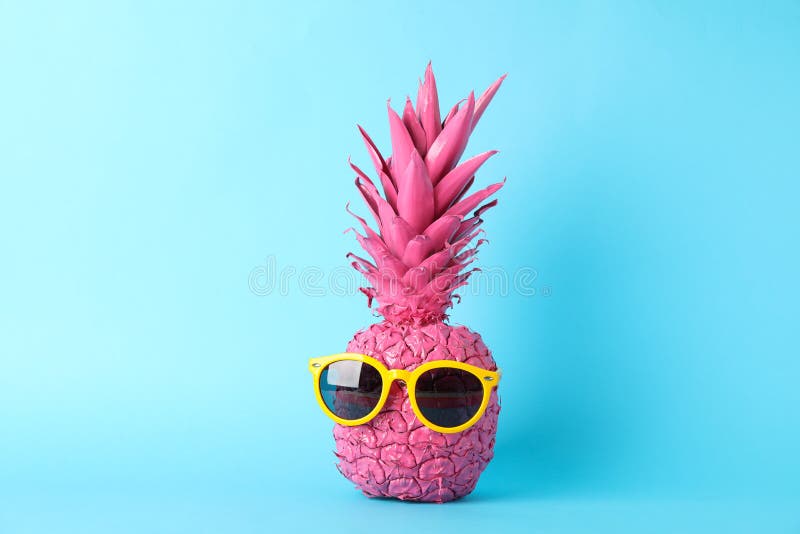 Painted Pink Pineapple with Sunglasses on Blue Background Stock Photo - Image of golden, colored: 169602362 Painted Pink Pineapple with Sunglasses on Blue Background Stock Photo - Image of golden, colored: 169602362