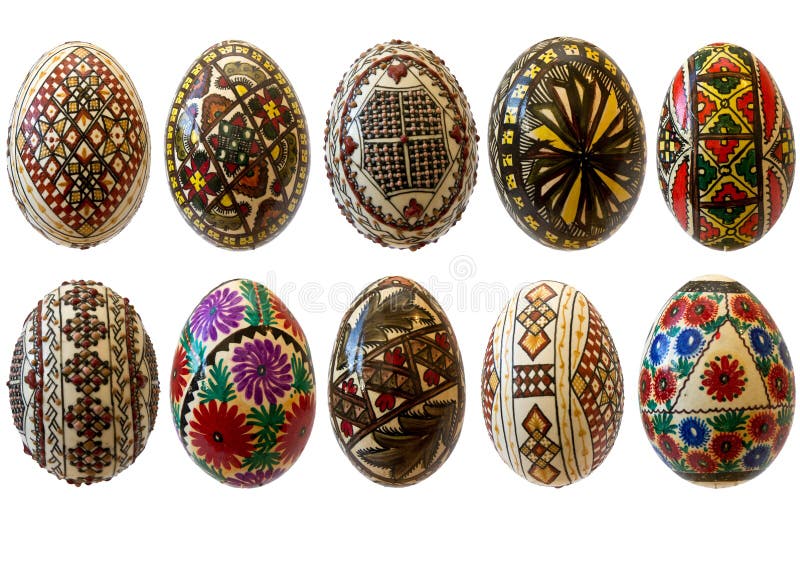 Painted Romanian Eggs For Easter Isolated Stock Photography Image