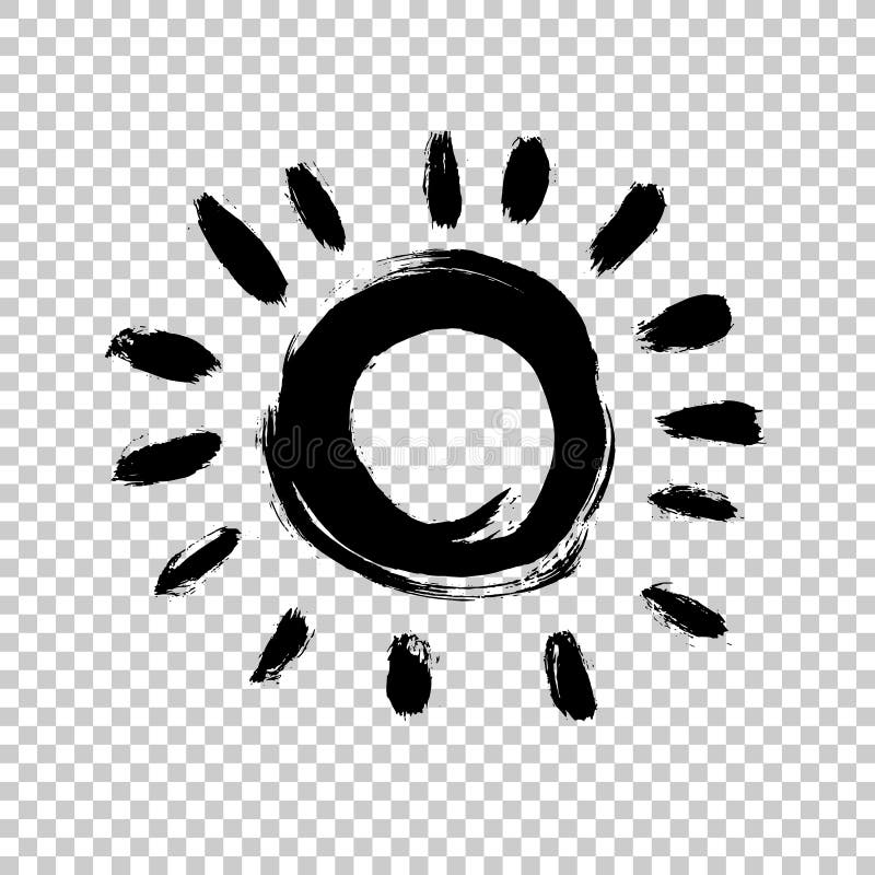Painted sun icon. Grunge design element for weather forecast website. Brush strokes texture. Distress illustration. vector illustration Painted sun icon. Grunge design element for weather forecast website. Brush strokes texture. Distress illustration. vector illustration