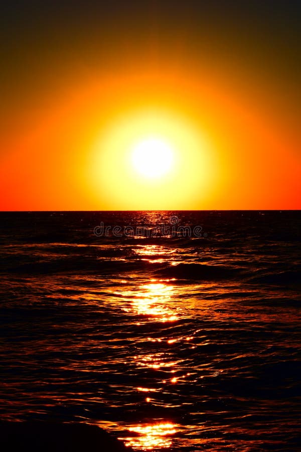Painted Sunset Over The Ocean Or River Stock Image Image Of River