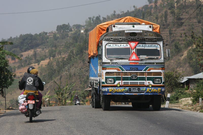 Painted truck in Nepal editorial photography. Image of road 24298717