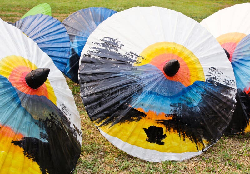 Painted umbrellas stock photo. Image of texture, decoration 24308250