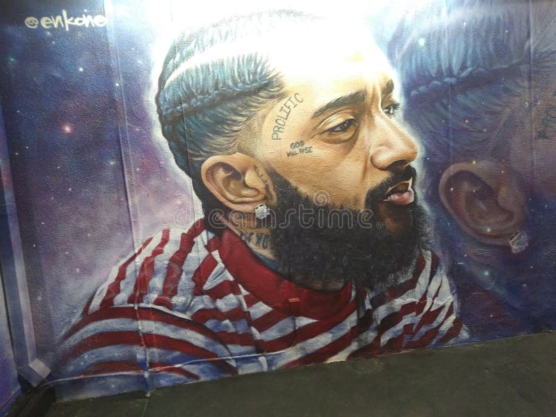 A Painted Wall in Los Angeles of Nipsey Hustle
