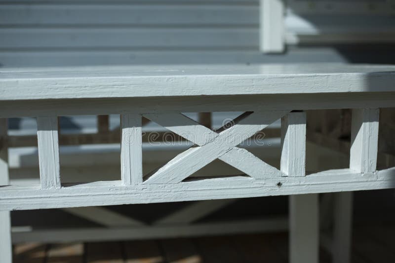 Painted White Board. Element of a Wooden Structure. Architectural