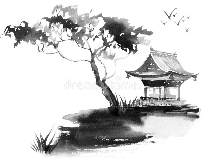 Japanese Painting - Serene Background for Wall Art and Wallpaper Stock  Image - Image of decor, delicate: 272008935