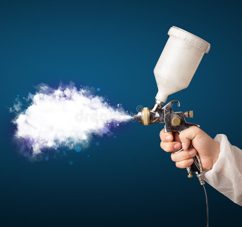 Painter with Airbrush Gun and White Magical Smoke Stock Photo Image of compressor, artwork