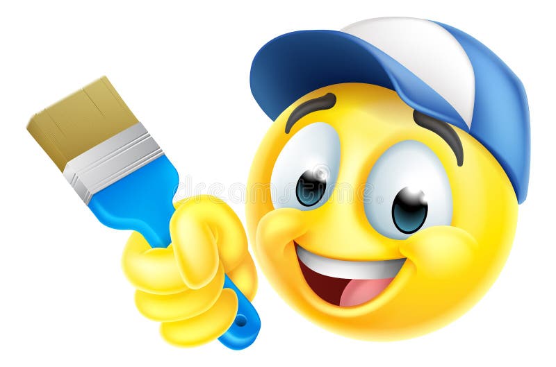 Painter Emoji Emoticon with Paintbrush Stock Vector - Illustration of mascot, cartoon: 64958840 Painter Emoji Emoticon with Paintbrush Stock Vector - Illustration of mascot, cartoon: 64958840