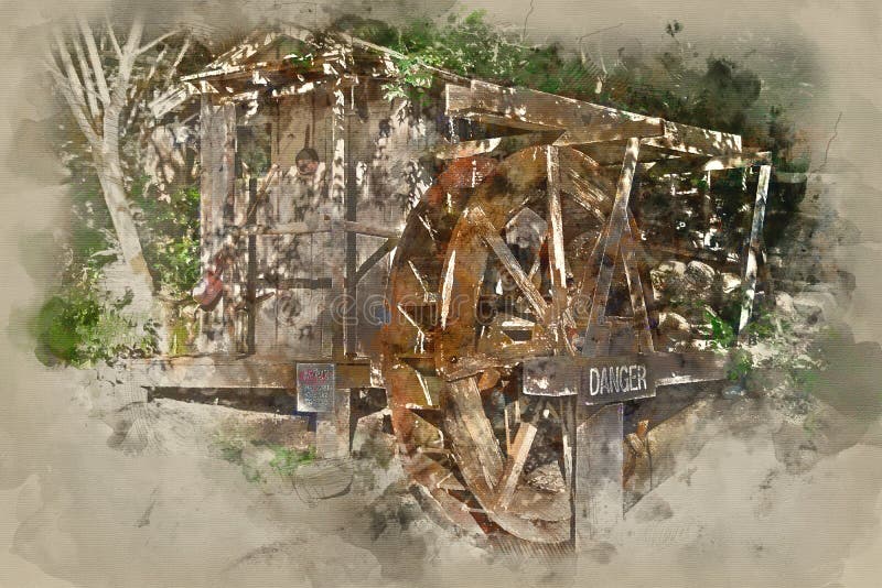 Painterly преобразованное изображение колеса воды стоковое изображение Painterly преобразованное изображение колеса воды стоковое изображение