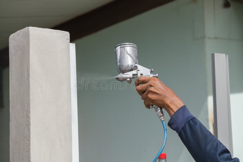 Painters Were Spray Painting Steel Frame Stock Image Image of skill, human 73644995