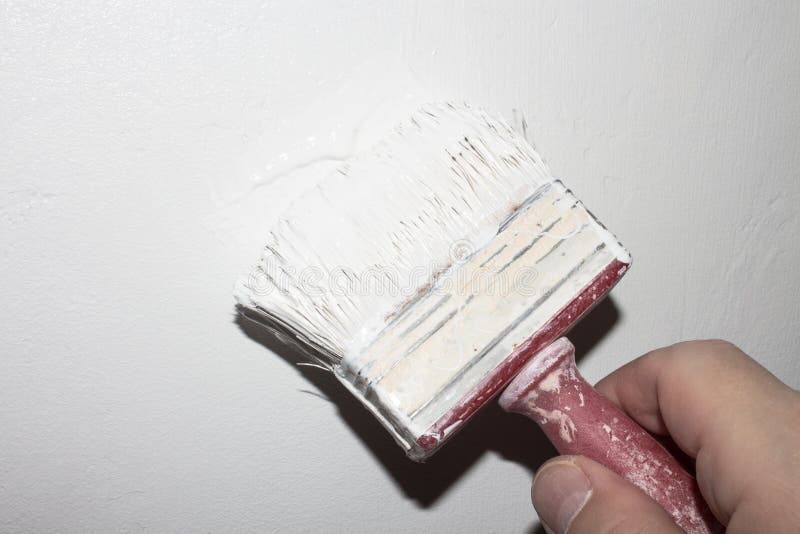 Painting the Bathroom in White.Bathroom Whitewash. Stock Photo Image