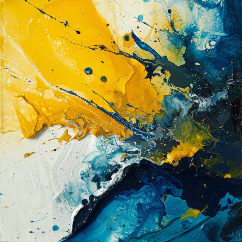 A Painting of Blue and Yellow Paint Stock Illustration Illustration