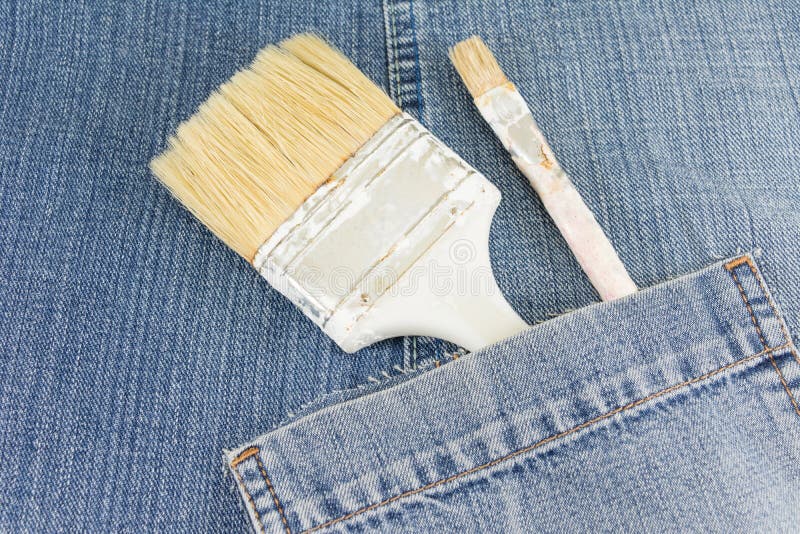 Painting Brush in Blue Jeans Pocket Stock Image Image of denim, color