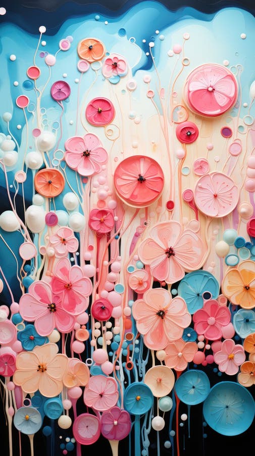 A painting of a bunch of flowers on a wall. royalty free stock photos