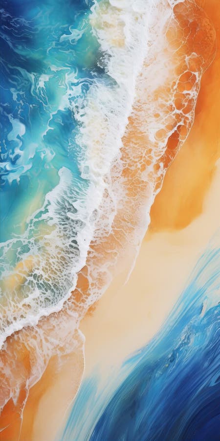 Serene Beauty: A Hyper-detailed Aerial View Of A Colorful Beach Scape