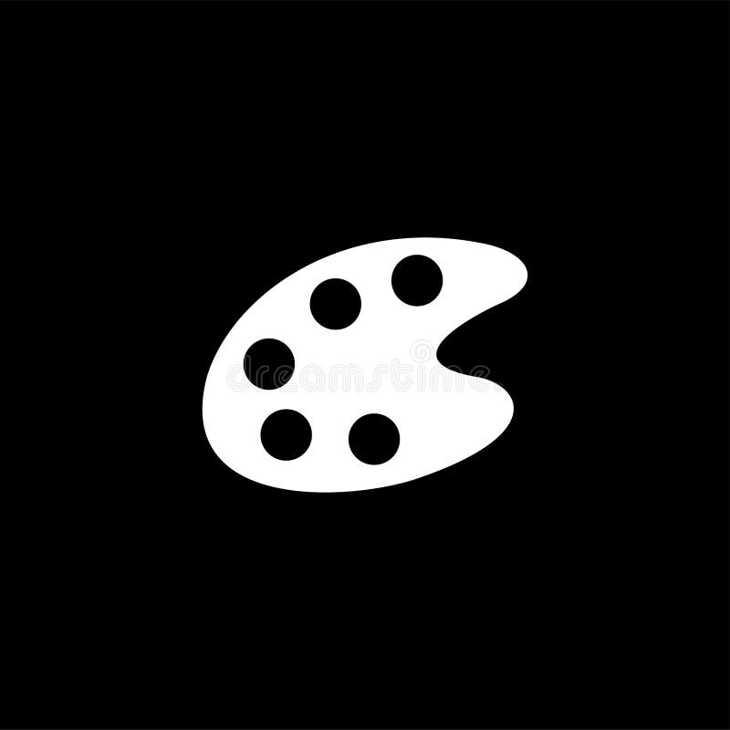 Painting Color Palette Icon on Black Background. Black Flat Style