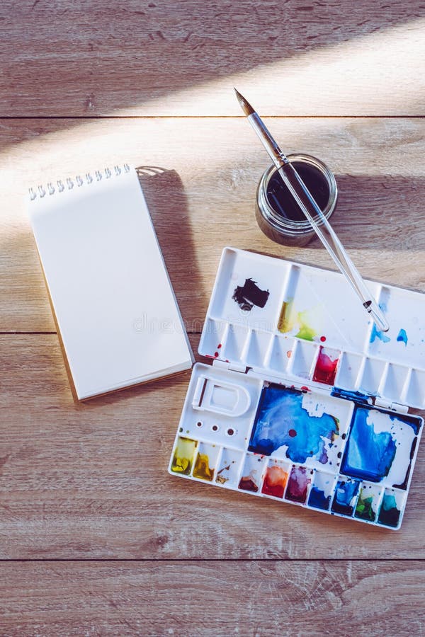 Painting and Creativity on Wooden Board Stock Photo Image of