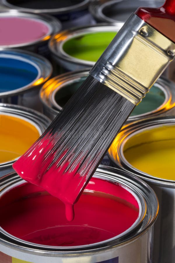 Emulsion Paint Paintbrushes Isolated Stock Photo Image of