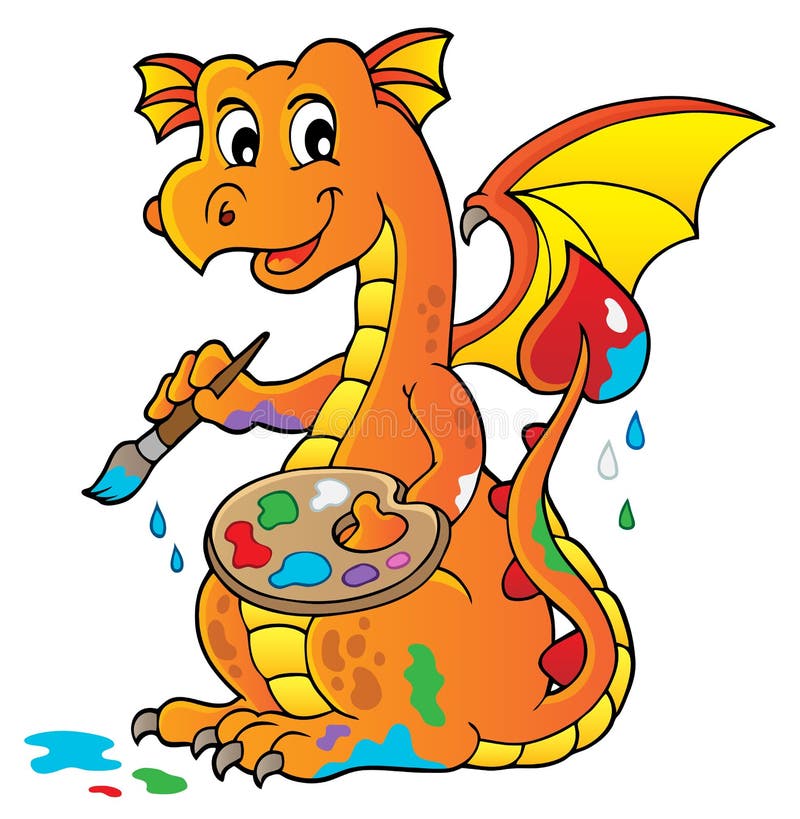 Painting dragon theme image 1 vector illustration