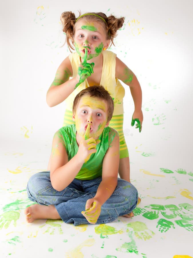 Painting is fun for kids stock photo. Image of hands 35863772