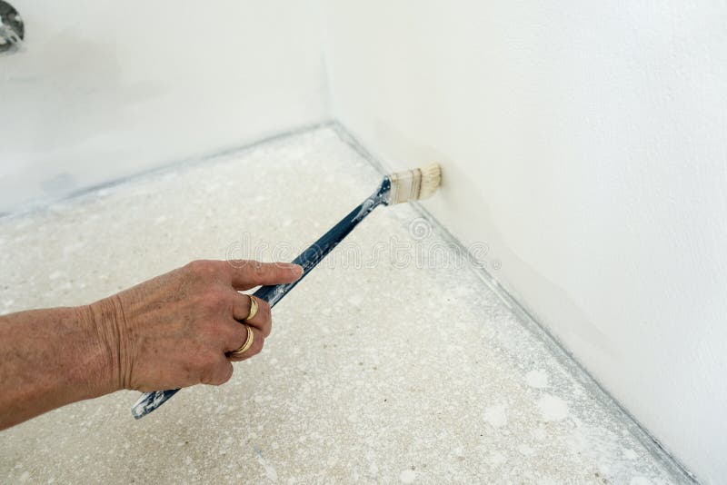Painting Inside New House with White Color Stock Photo Image of hand