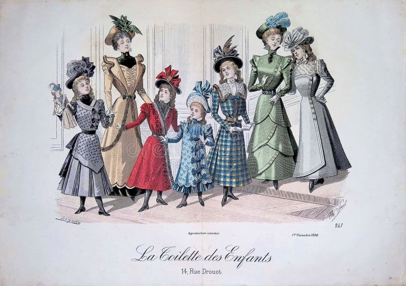 Painting of Old Fashion of French Ladies with Traditional Dresses ...