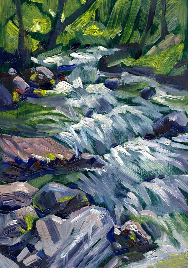 Painting Picture Oil Painting On A Canvas Landscape Mountain River