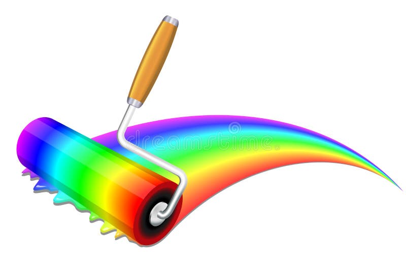 Painting a rainbow stock illustration