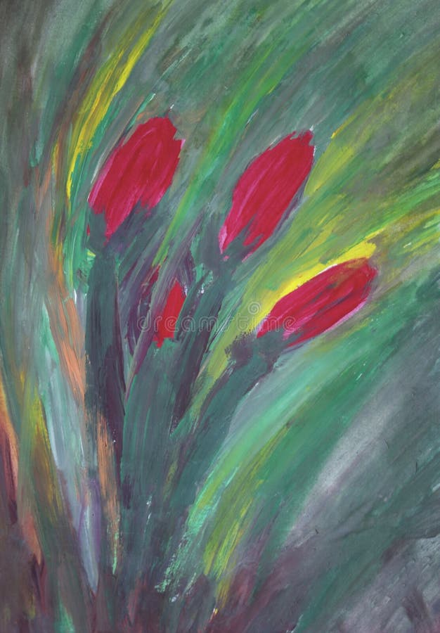 Painting of red flowers stock image. Image of painting 5579319