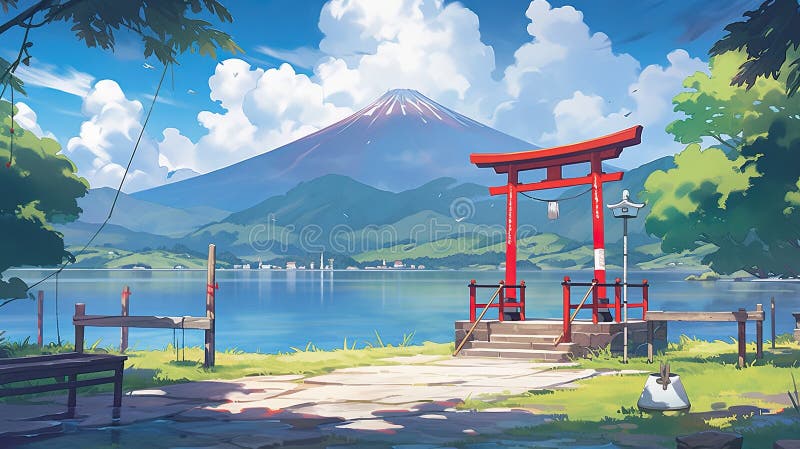 Torii, Japanese Gate, Torii Forest Background, Concept Art, Digital  Illustration, Anime, Generative AI Stock Illustration