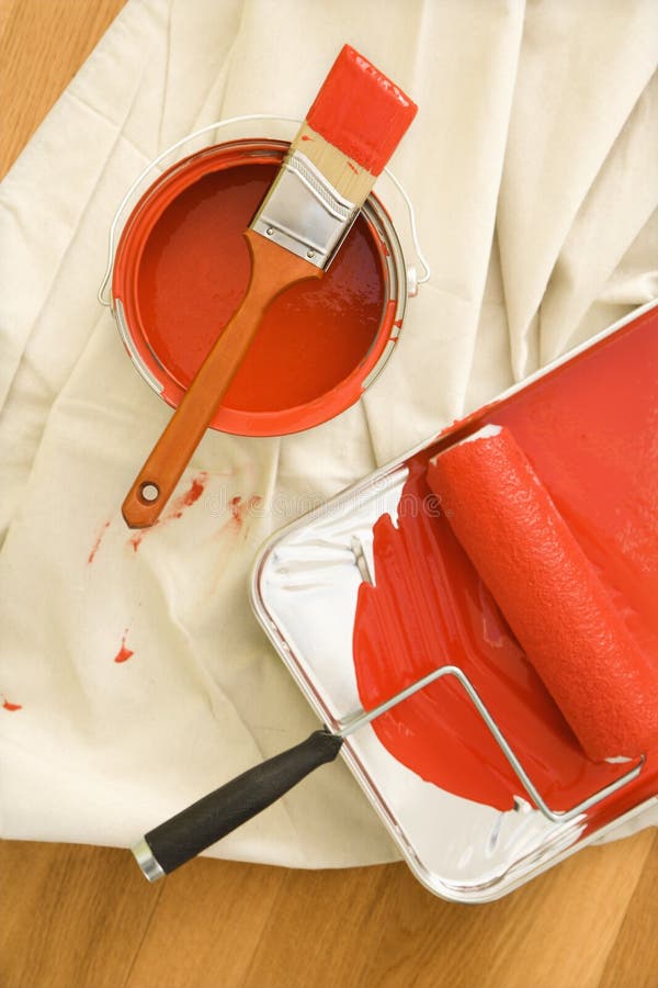 Painting supplies stock image. Image of renovation, decorating 4863749