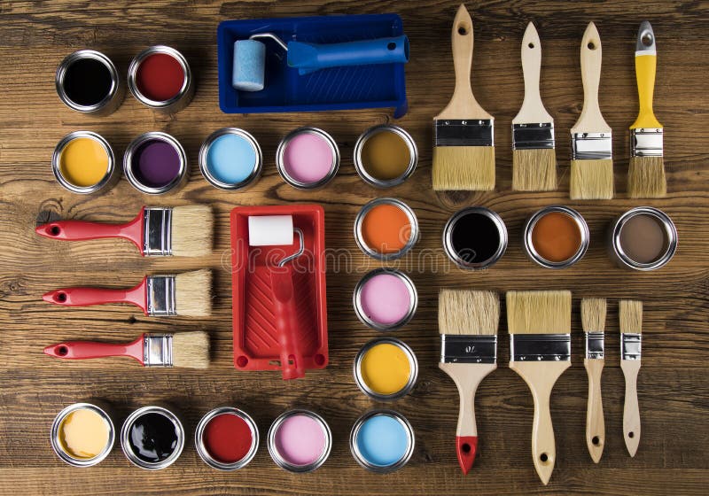 Painting Tools and Accessories Stock Photo Image of liquid, metal