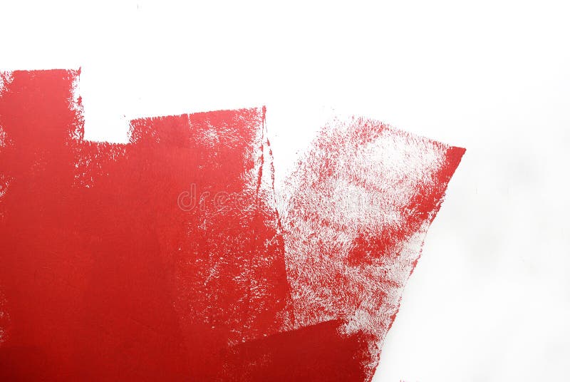 Red paint roller by wall stock image. Image of design 3013403